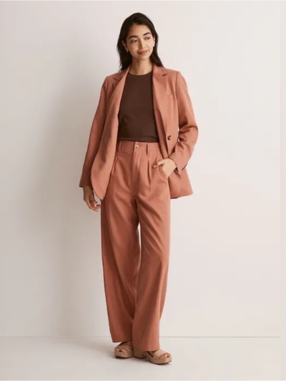 Madewell Neale Straight-Leg Drapeweave Pants 4 rose pink loose casual career